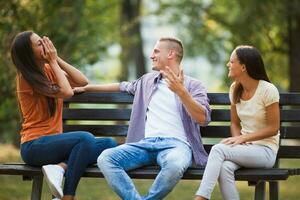 Friends spending time outdoors photo