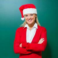 un mujer celebrando Navidad foto