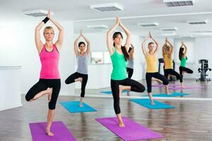 Women doing physical exercises photo