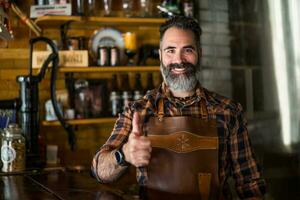 Portrait of a man who works as a bartender photo