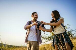 Couple spending time outdoors photo