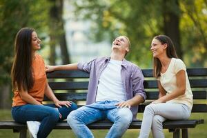 Friends spending time outdoors photo