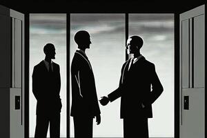 Universal business gesture the greeting between colleagues at the close of an important meeting. Business man and woman ongratulating one another illustration photo