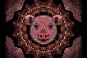 Pig Animal mandala fractal illustration photo