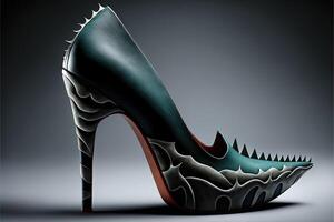 tiburón piel mujer Zapatos con alto tacones generativo ai foto