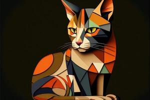 Cat picasso style illustration photo