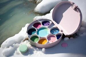 artist palette of pastel colors of spring illustration photo