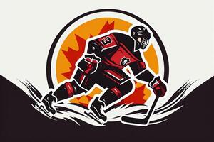 People playing hockey icon illustration photo