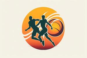 People playing basketball icon illustration photo