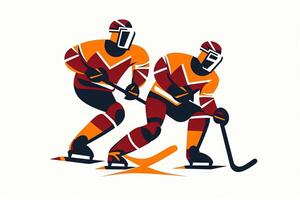 People playing hockey icon illustration photo