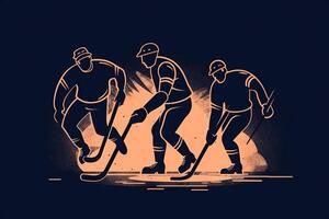 People playing hockey icon illustration photo