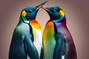 rainbow colors penguins illustration photo