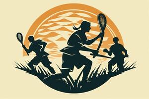 People playing lacrosse icon illustration photo