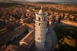 pisa leaning tower style aerial view abstract idea representation illustration photo