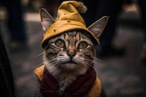 gato como Pinocho ilustración generativo ai foto