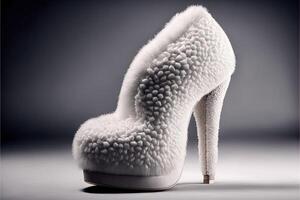 polar bear skin women shoes with high heels photo