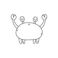 garabatear cangrejo. vector ilustración de un cangrejo en negro y blanco