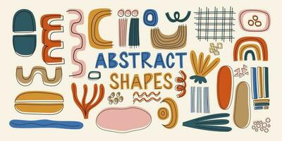 Hand Drawn various shapes and doodle objects. Set abstract shapes. Vector isolated illustration on a white background