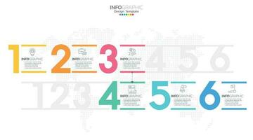 El vector infográfico de línea de tiempo con 6 pasos se puede utilizar para el diseño web del informe anual del diagrama de diseño de flujo de trabajo.