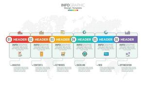 Infographics template seo optimization. SEO Digital Marketing concept with chart and icons. vector