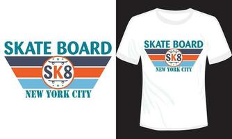 diseño de camiseta de patineta de la ciudad de nueva york vector