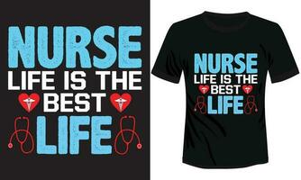 enfermero vida es el mejor vida tipografía camiseta diseño vector