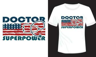 americano superpotencia médico camiseta diseño con bandera vector