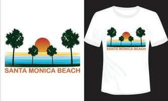 California Santa Monica Beach Vector Illustration