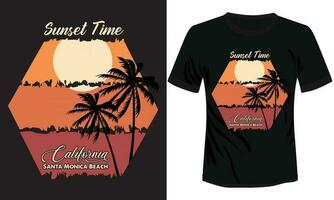 T-shirt Design Vector Illustration Sunset Time