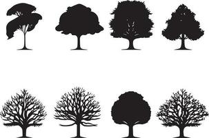 Vector Set of plant and tree silhouette illustration, Minimalist tree silhouette set