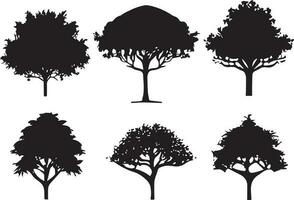 Vector Set of plant and tree silhouette illustration, Minimalist tree silhouette set