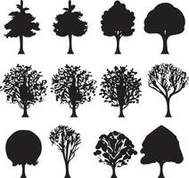 Vector Set of plant and tree silhouette illustration, Minimalist tree silhouette set