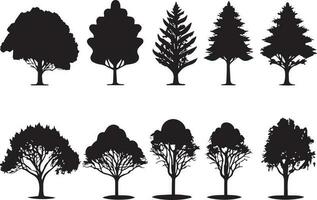 Vector Set of plant and tree silhouette illustration, Minimalist tree silhouette set