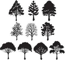 Vector Set of plant and tree silhouette illustration, Minimalist tree silhouette set