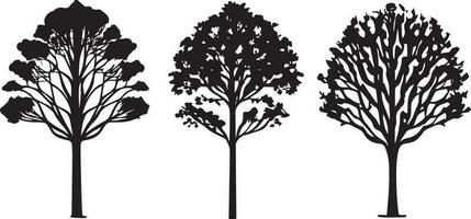 Vector Set of plant and tree silhouette illustration, Minimalist tree silhouette set