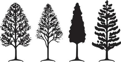 Vector Set of plant and tree silhouette illustration, Minimalist tree silhouette set