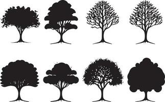 Vector Set of plant and tree silhouette illustration, Minimalist tree silhouette set