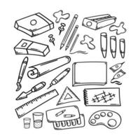 Vector art tools sketch. set hand drawn vector artist s supplies. Doodle  graphic tablet, markers and paints. Art background 31720641 Vector Art at  Vecteezy
