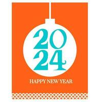 2024 Happy New Year poster. Abstract typography design. Vector
