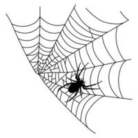 Scary black spider web isolated on white. Spooky halloween decoration. vector