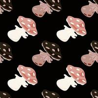 Magical magic fly agaric seamless pattern. Creative mushrooms silhouettes wallpaper. vector