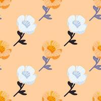 Stylized cute flower seamless pattern in simple style. Abstract floral endless background. vector