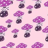 Magical magic fly agaric seamless pattern. Creative mushrooms silhouettes wallpaper. vector