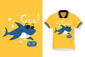 shark cute design for t shirt vector