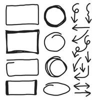 Set of hand drawn elements for selecting text.Business doodle. vector