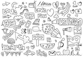 Set of cute doodle hand drawing on white background vector