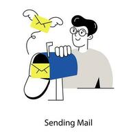 Trendy Sending Mail vector