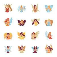 Modern Collection of Fairy Tale Flat Illustrations vector