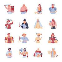 Bundle of Flat Style Medieval Persons Illustrations vector