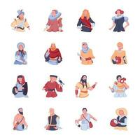 Collection of Flat Medieval Characters Illustrations vector